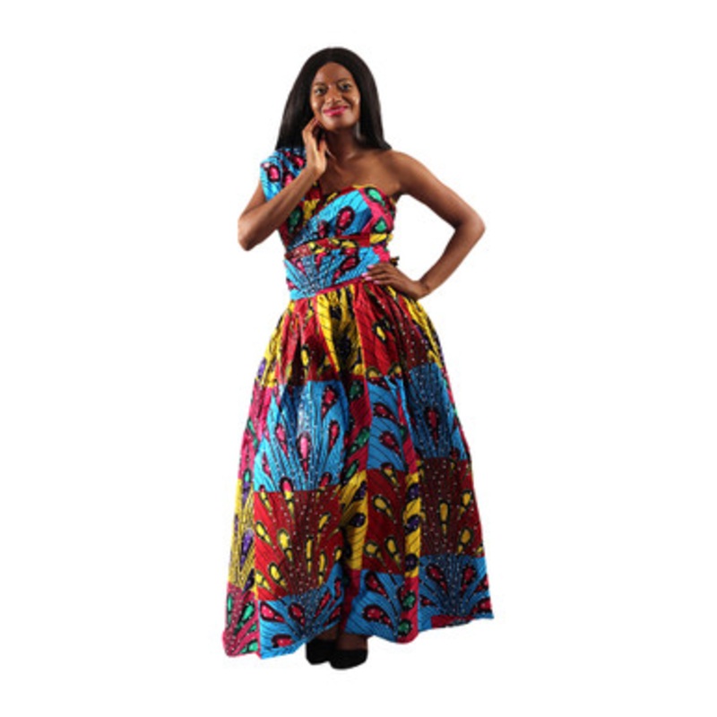 Multi-Color Peacock Print Infinity Dress
