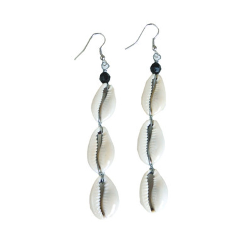 Set Of 6 Triple Cowrie Shell Earrings
