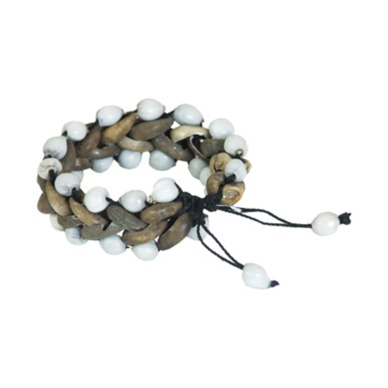 Woven Cowrie Shell & Bead Bracelet