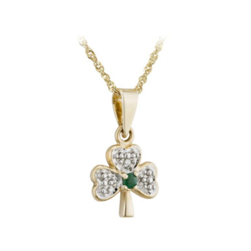 14K Gold & Diamond Shamrock Pendant