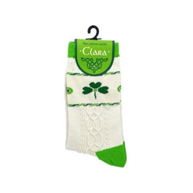 Adult Cream Socks with Shamrocks