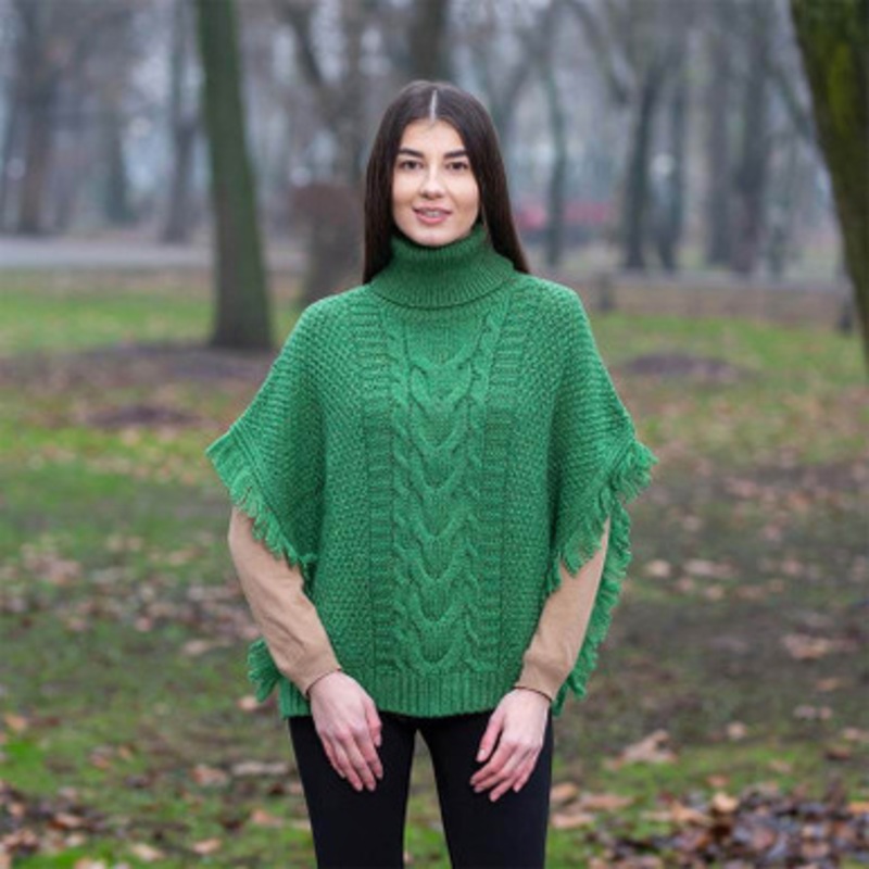 Aran Cowl Neck Poncho