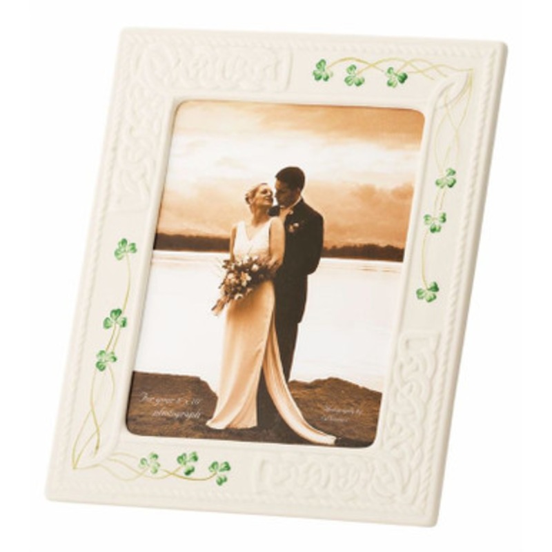 Belleek Handpainted Shamrock China Picture Frame