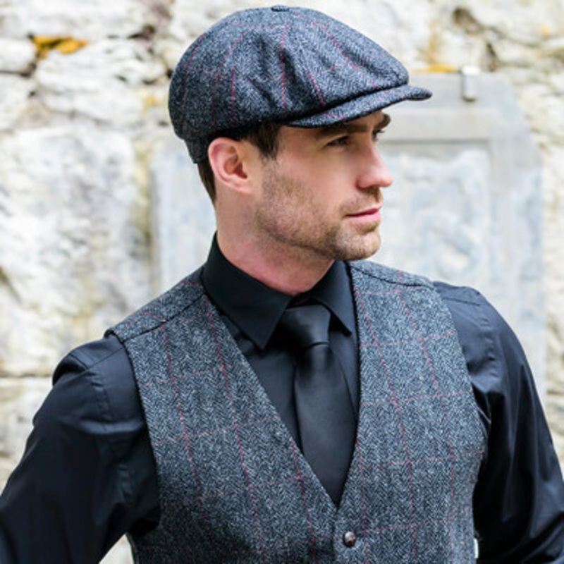 Charcoal Tweed Irish Newsboy Cap