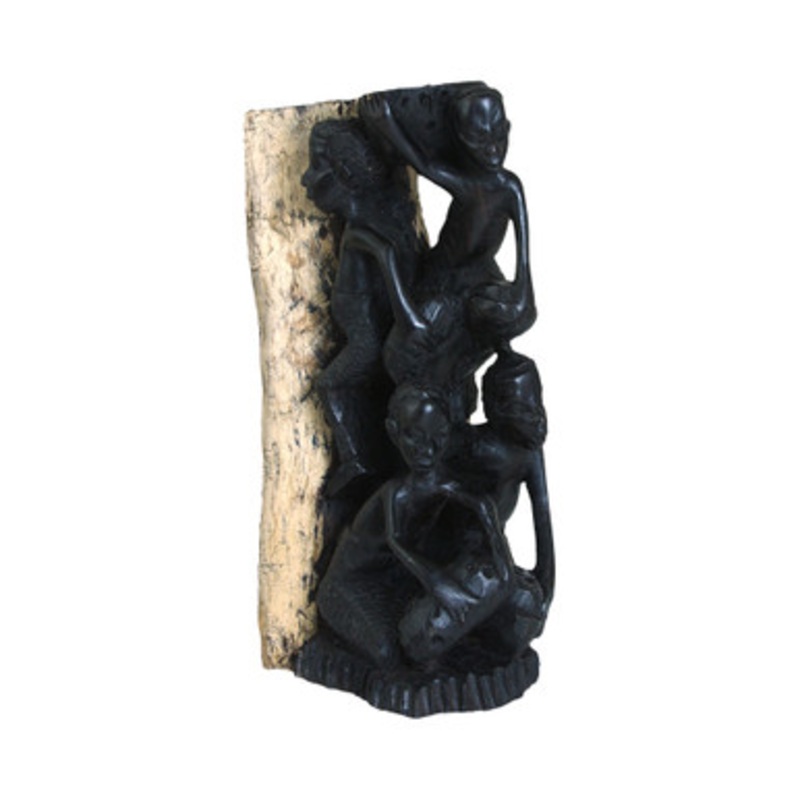 Ebony Family Tree Carving from Rough Wood - SM