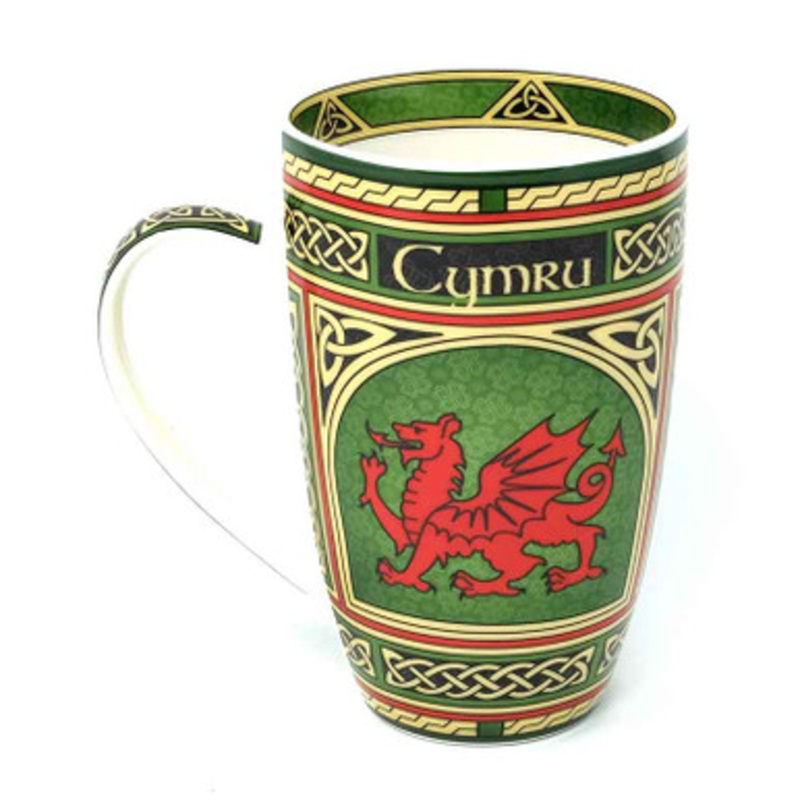 Green Designed Welsh Dragon Mug