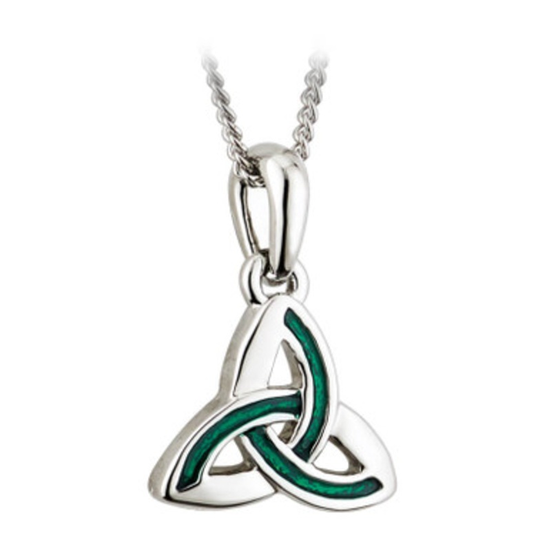 Rhodium Plated Trinity Enamel Pendant on a Chain