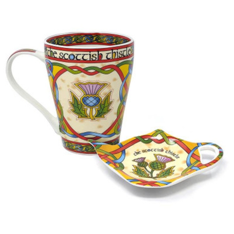 Scottish Thistle Mug and Teabag Holder