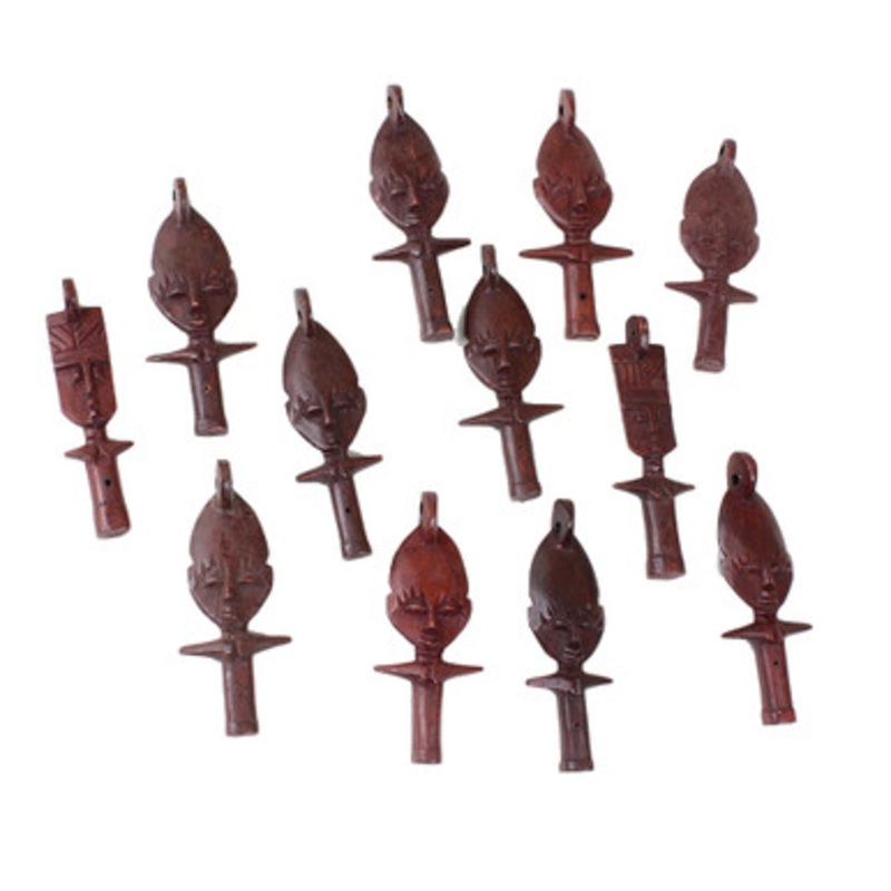 Set Of 12 Ghanaian Doll Pendants
