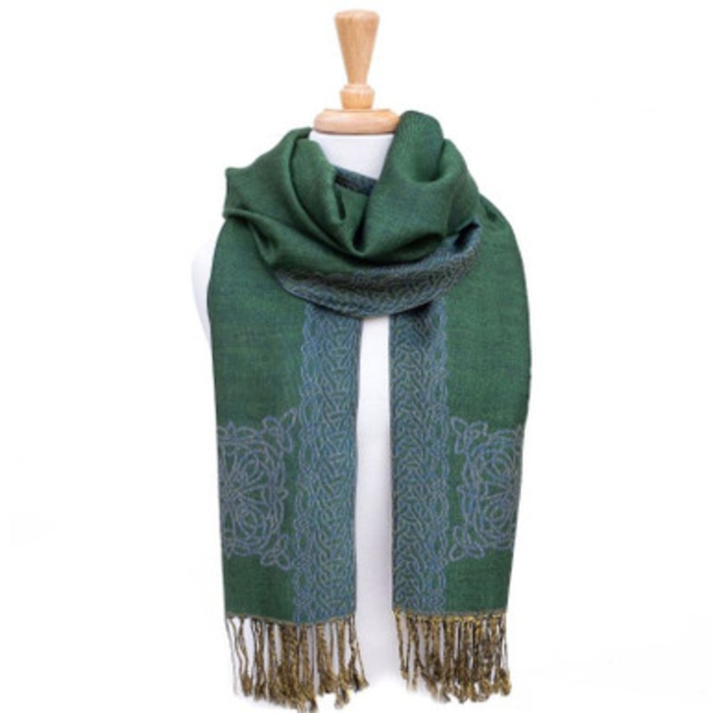 Trinity Knot Green Irish Scarf
