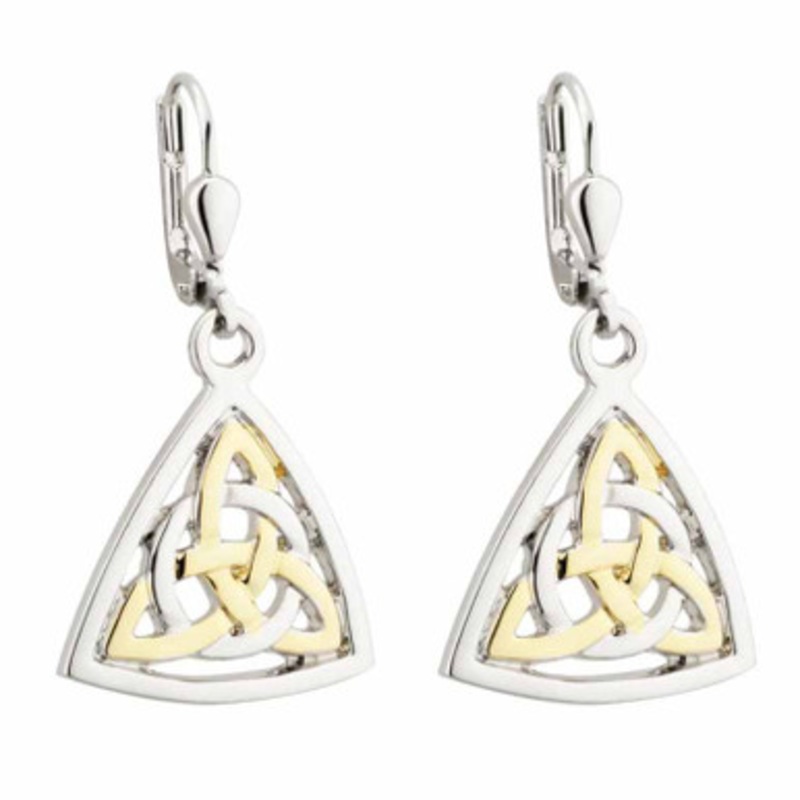 Two Tone Celtic Drop Earrings