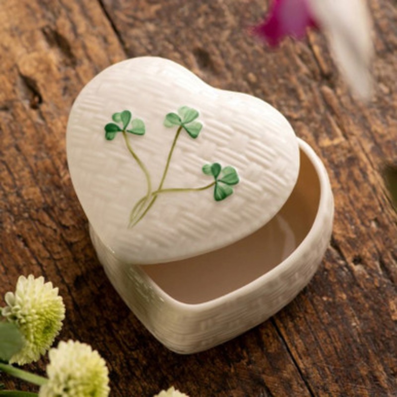 Belleek Hand Embossed Kylemore Trinket Box
