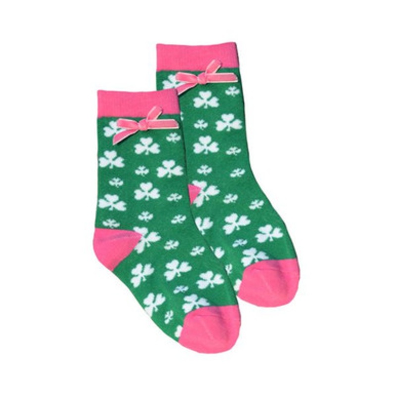 Girls Irish Shamrock Socks in Pink and Green