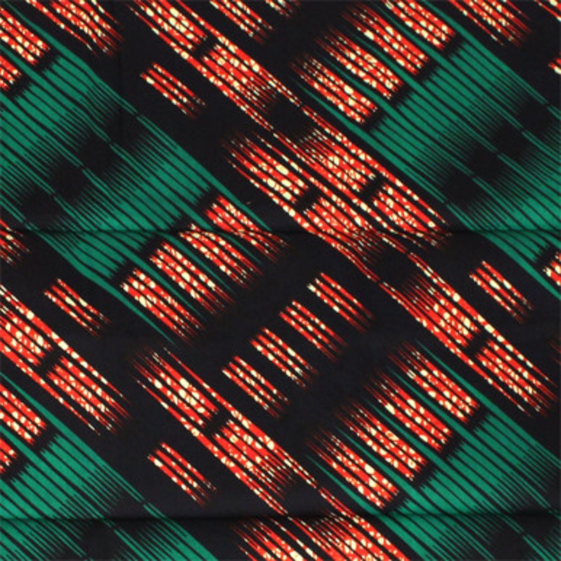 Green/Blk/Red Abstract Print Fabric: 6Yd