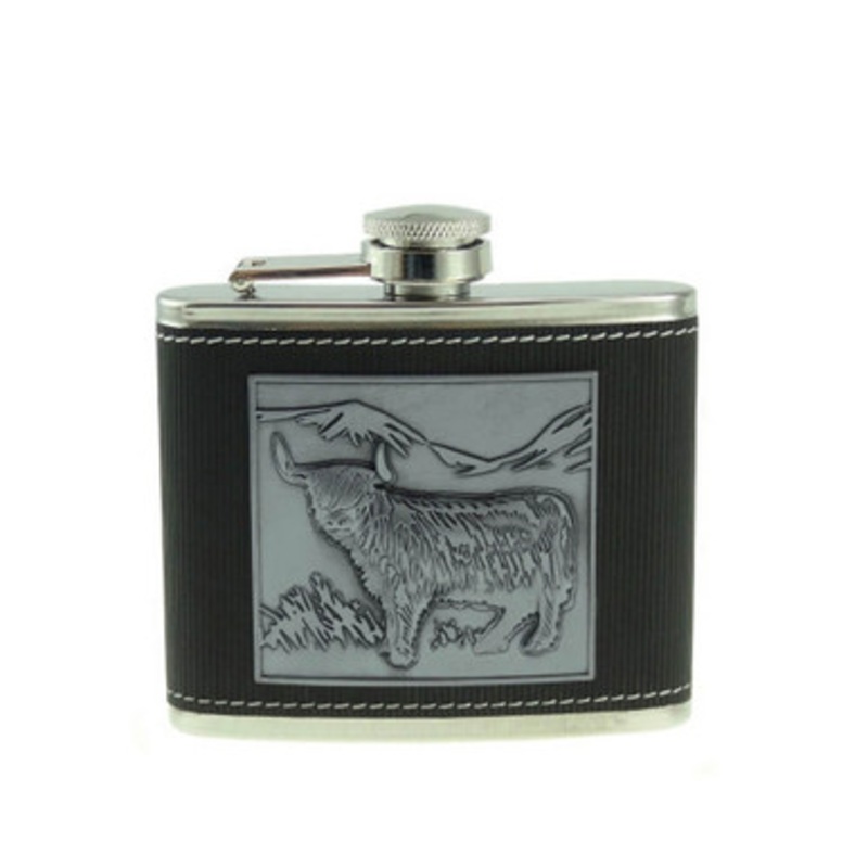 Highland Cow Stainless Steel Whiskey Hip Flask