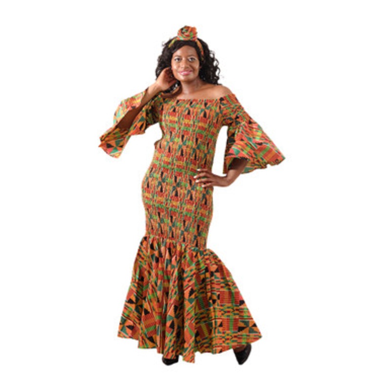 Kente Smocked Fish Tail Dress