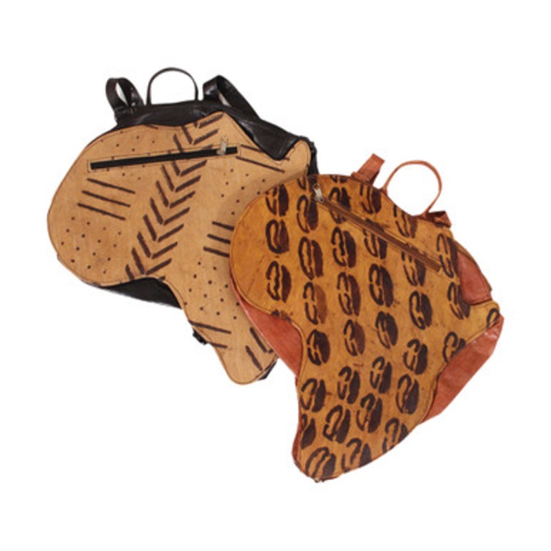 Leather Africa Map Backpack
