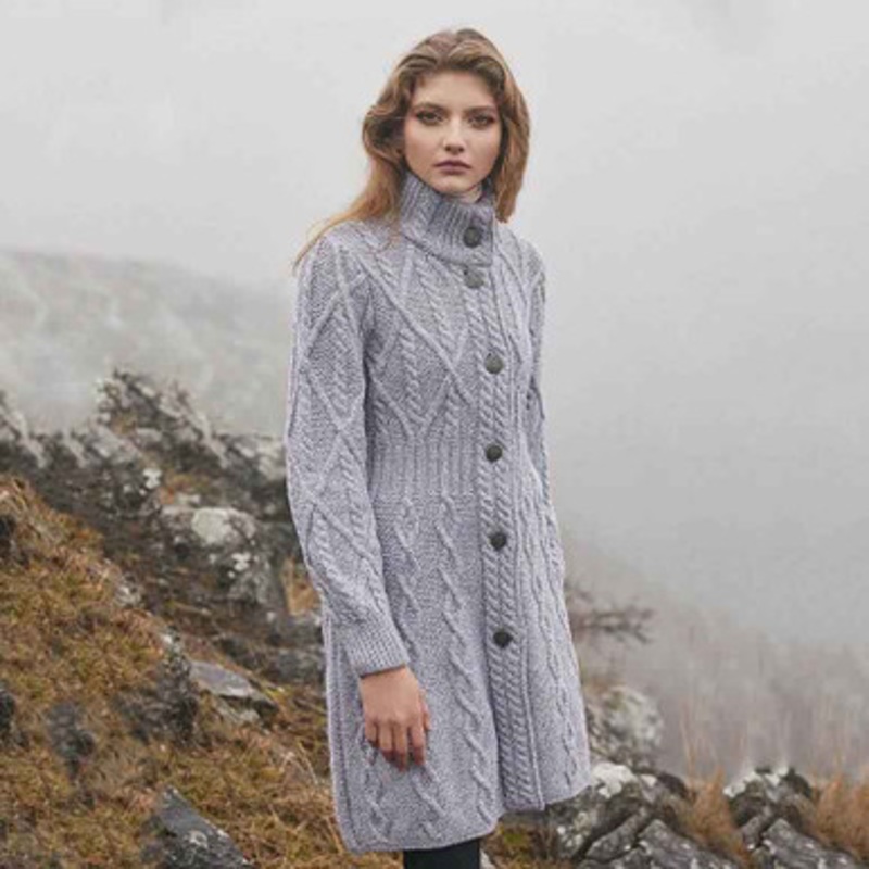 SAOL Merino Wool Aran Cable Biker Jacket