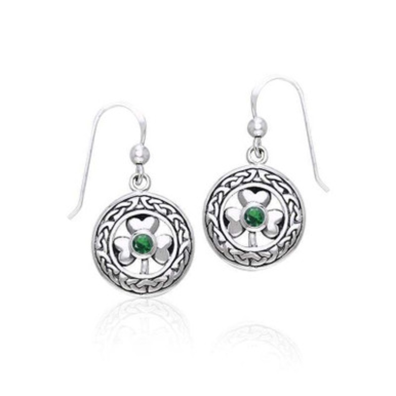 Shamrock Earrings with Gemstone