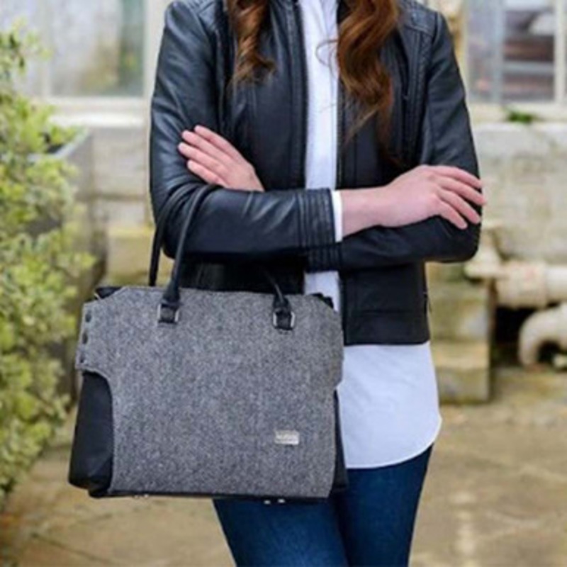 Women's Irish Tweed Emily Handbag - Gray Herringbone