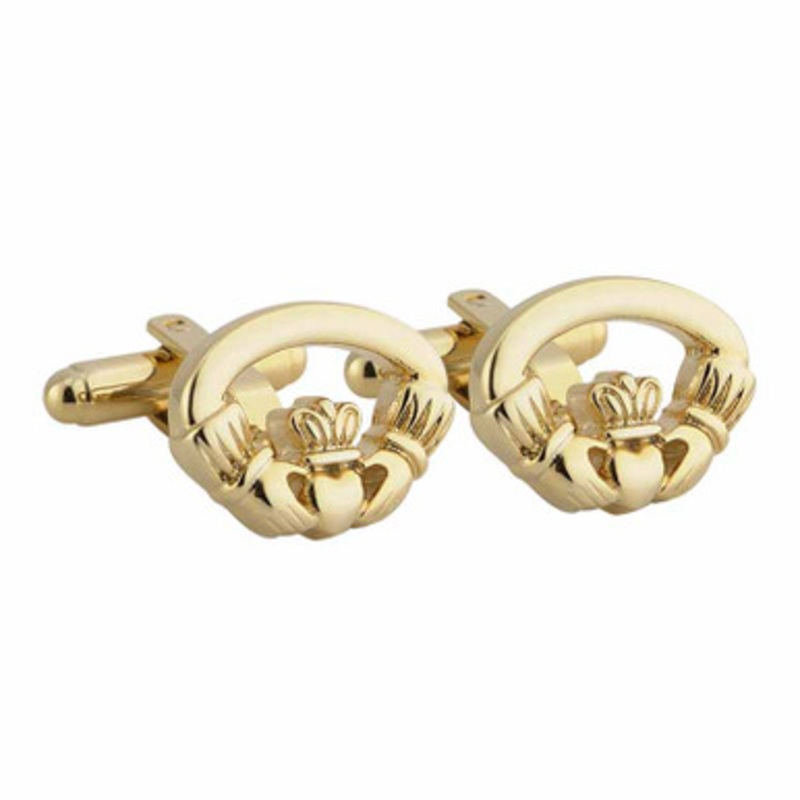 Gold Plated Oval Claddagh Cufflinks