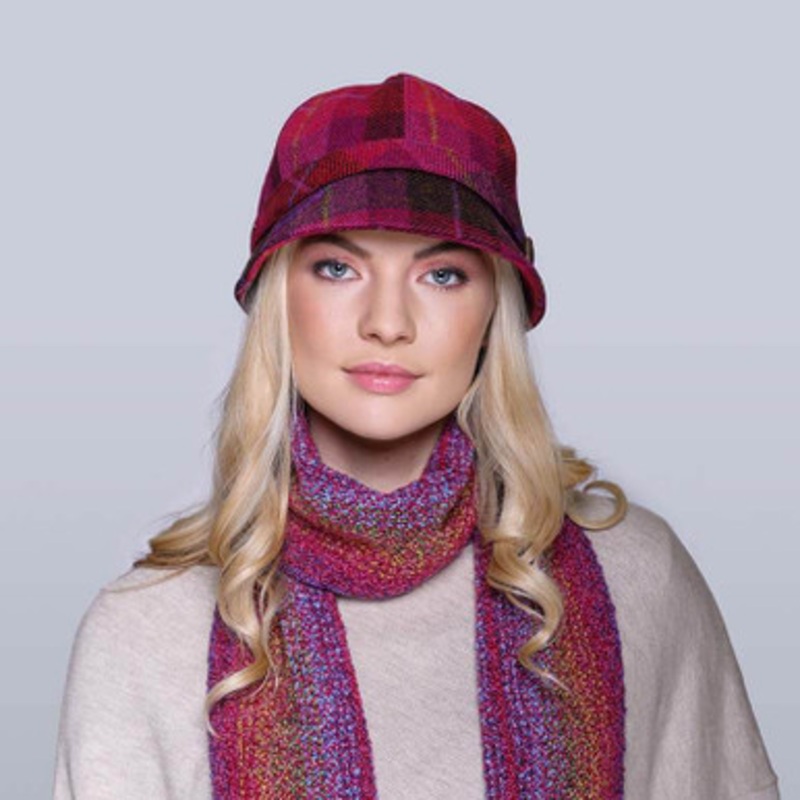 Mucros Weavers Irish Hat Flapper Style Raspberry Plaid