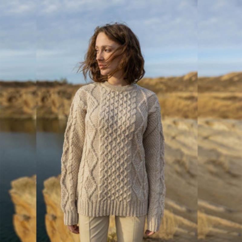 Women's Heavyweight Traditional Aran Wool Sweater