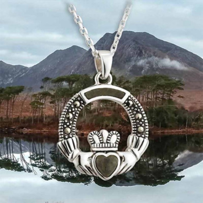 Connemara Marble Claddagh Necklace