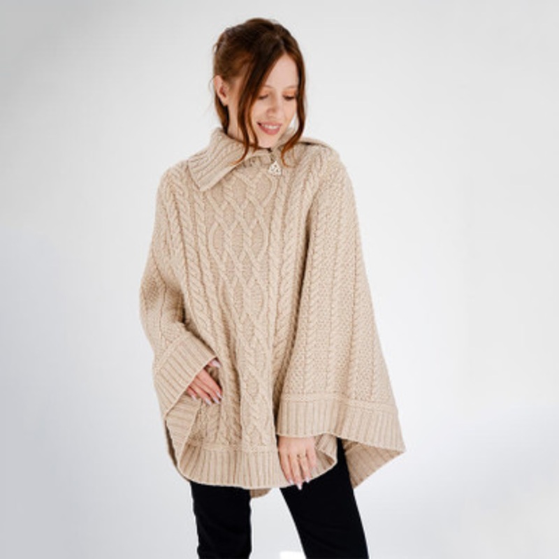 Irish Fisherman Zip Neck Poncho