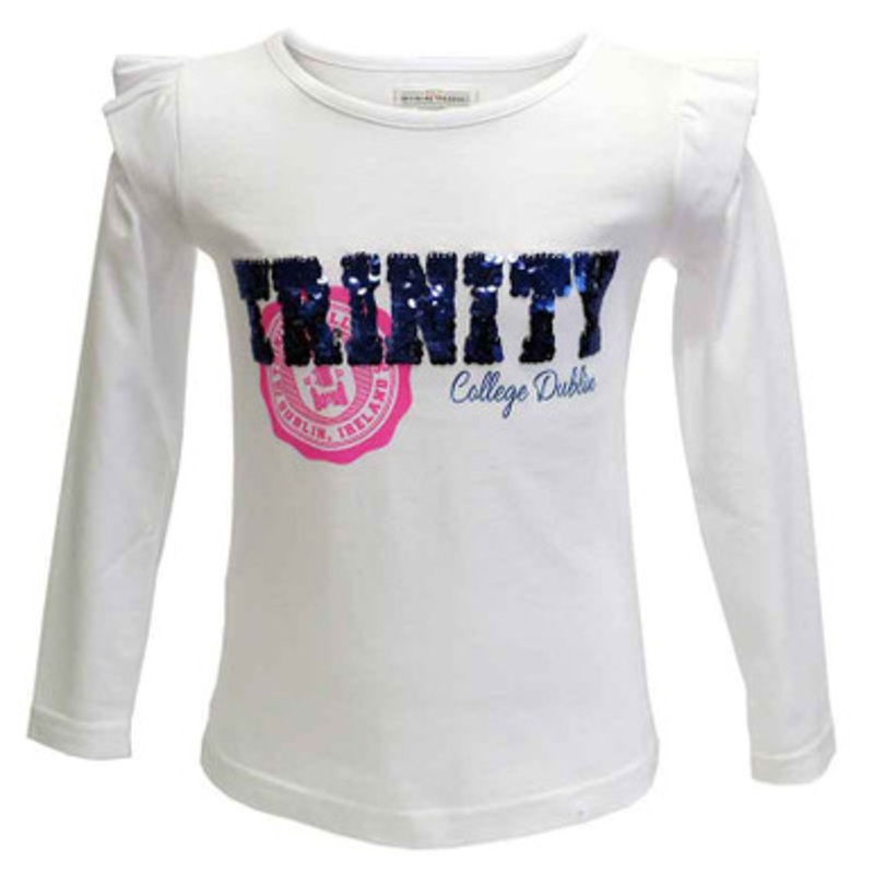 White Trinity Sequin Kids Long Sleeve Top