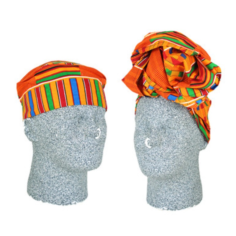 Kente Print Hat & Head Wrap Set