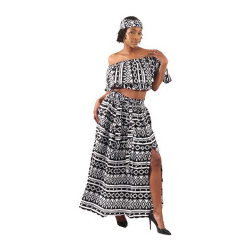 African Print Crop Top & Skirt Set