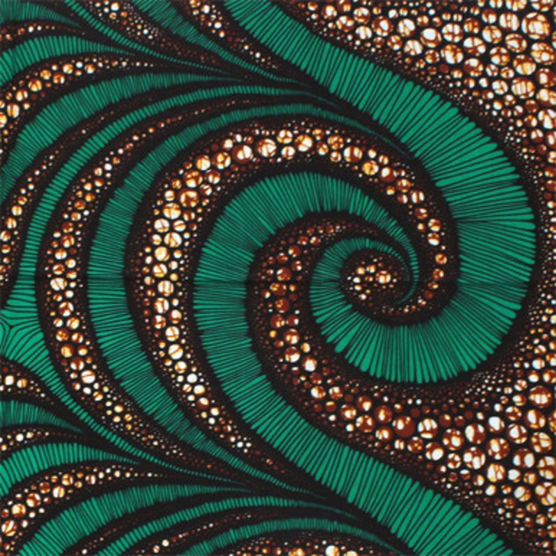 Green & Dotted Spiral Print Fabric 6 Yd