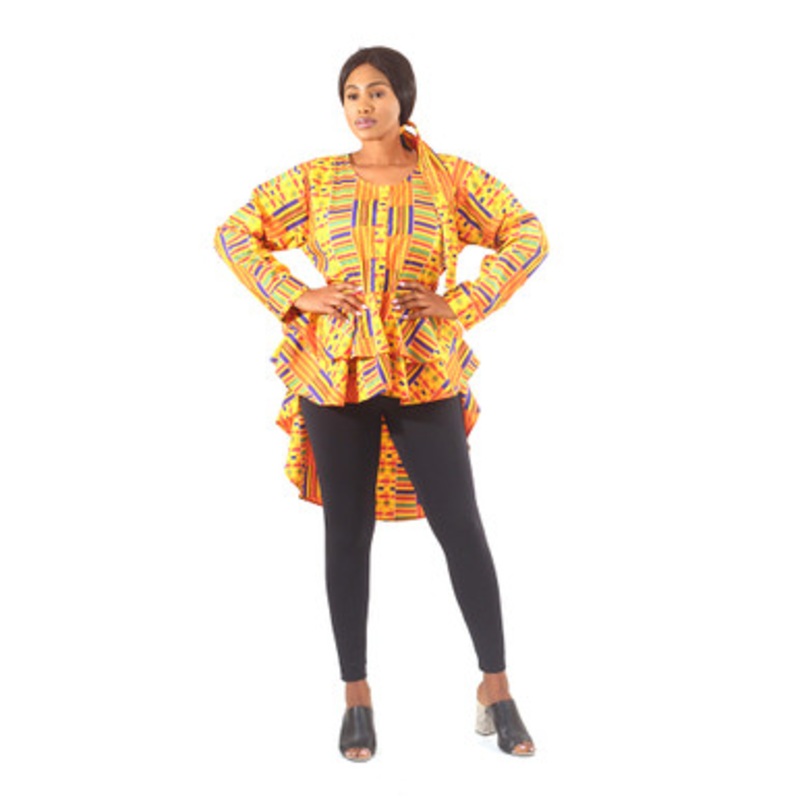Kente #1 Hi-Lo Peplum Top