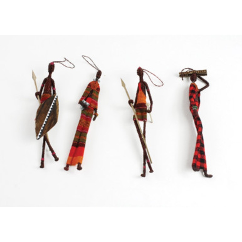 Set Of 4 Banana Leaf People Ornaments