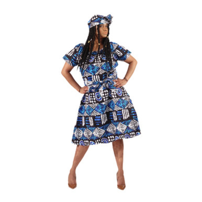 African Print Tie Waist Dress
