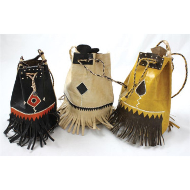 Small Leather Tote Bag w/Fringe