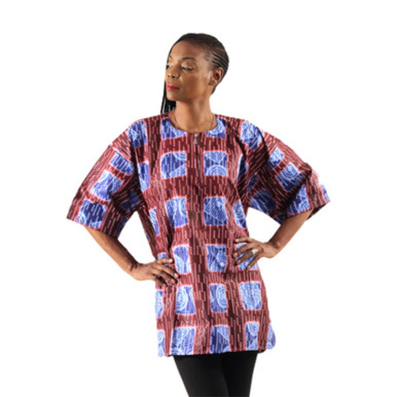 African Print Zipper Dashiki