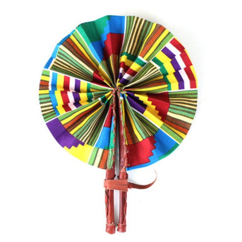 Yellow Kente Folding Fan