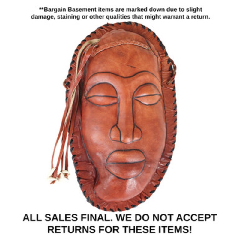 DAMAGED Brown Leather Purse - Mask Design