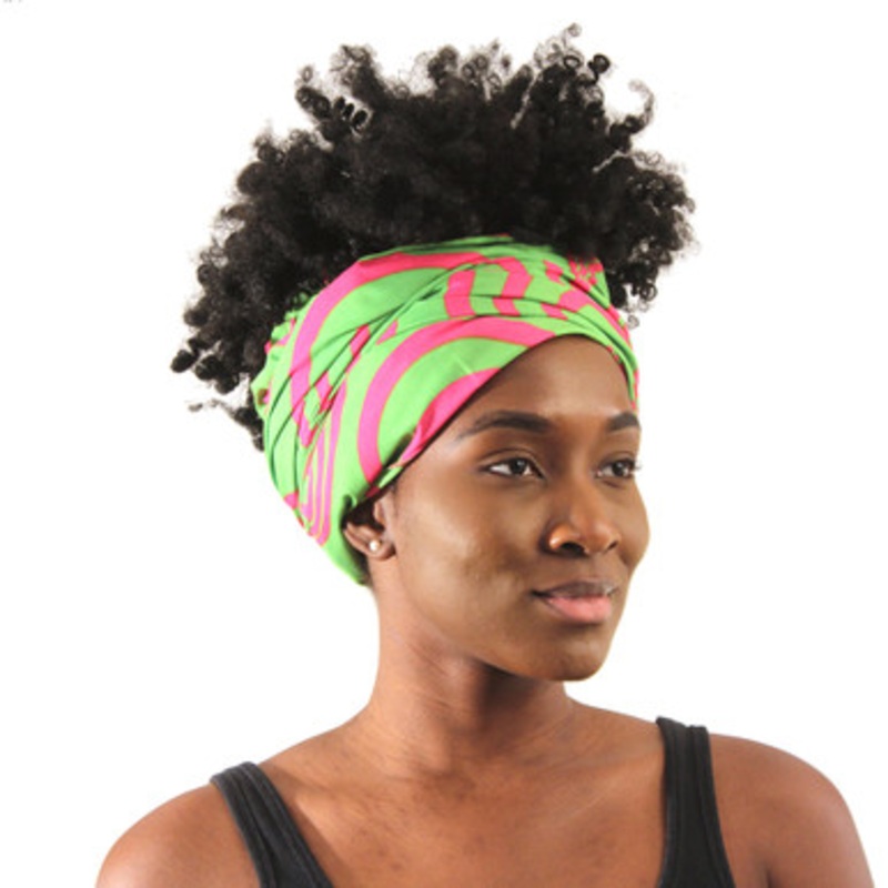 Green/Pink Hoop Print Head Wrap