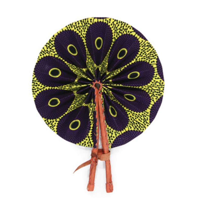 Purple/Yellow Circle Print Fan