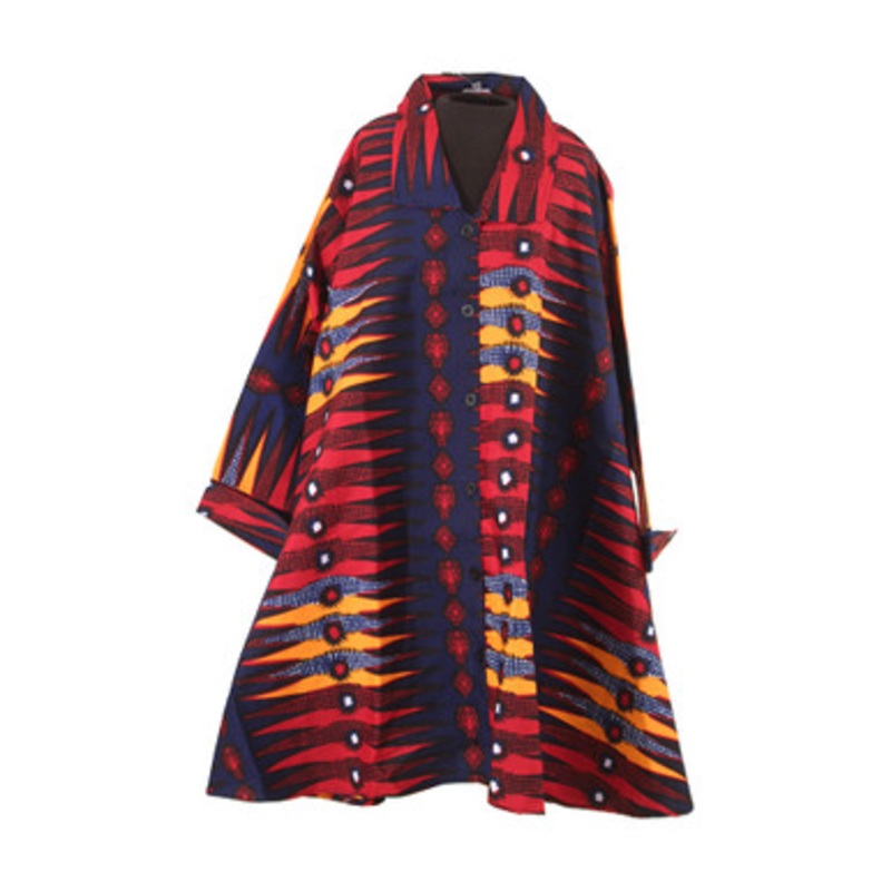 Red/Blue African Print Smock