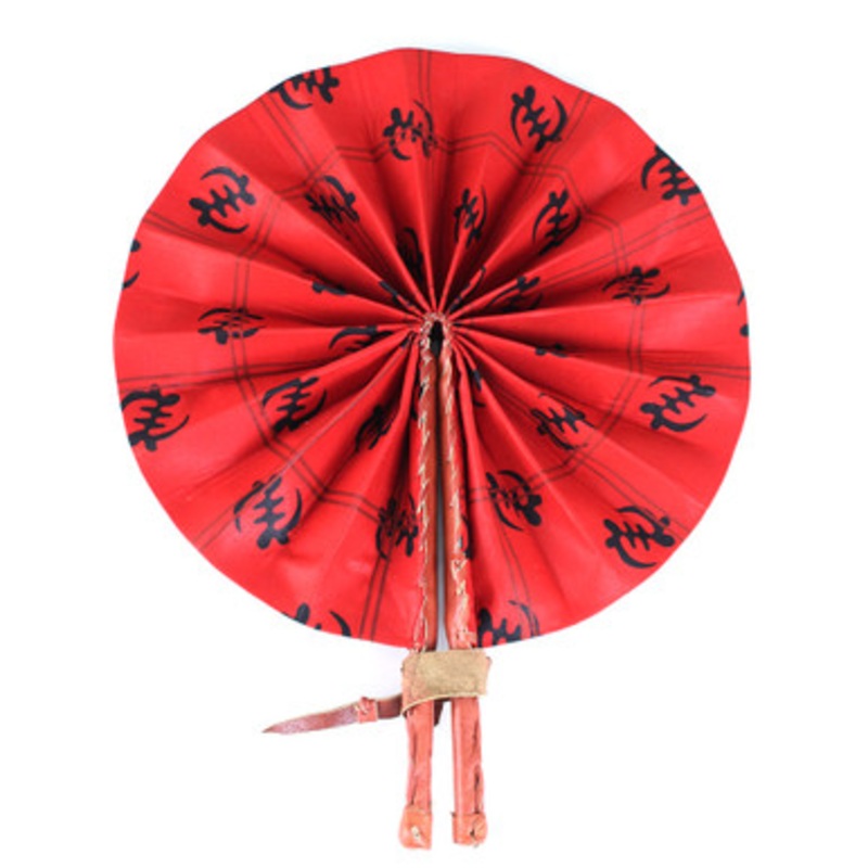 Red Gye Nyame Print Folding Fan
