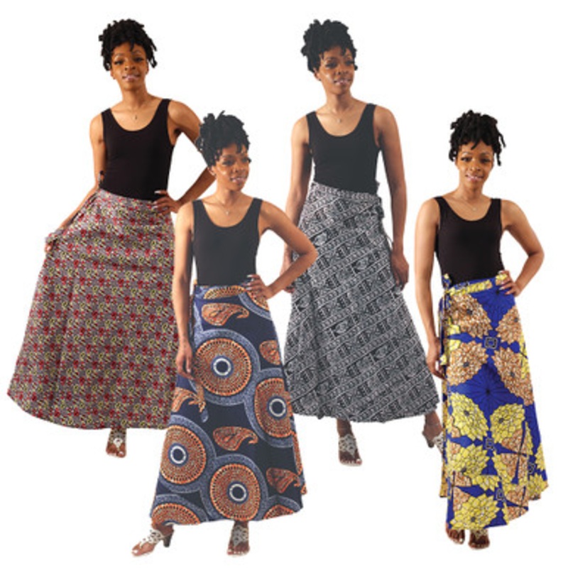 Set Of 4 African Print Wrap Skirts