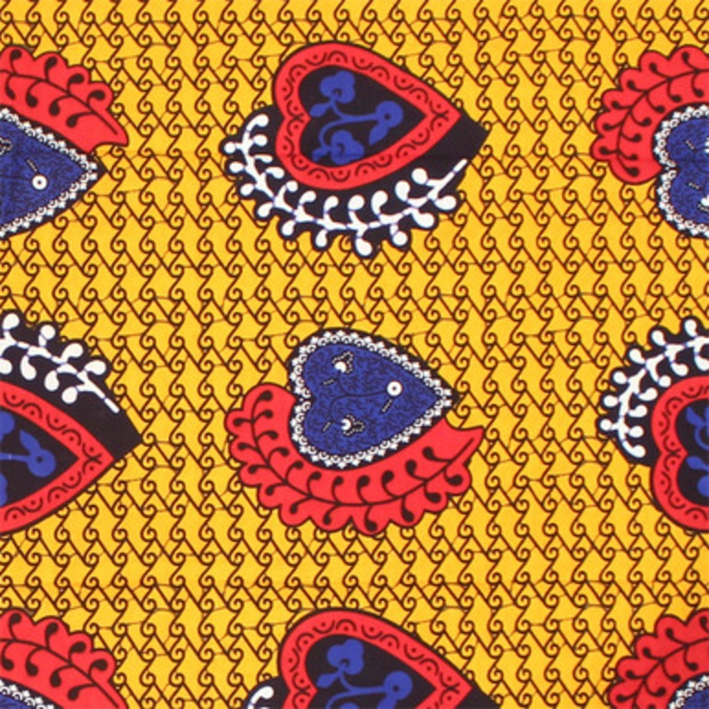 Yellow/Red/Blue Heart Print Fabric 12Y