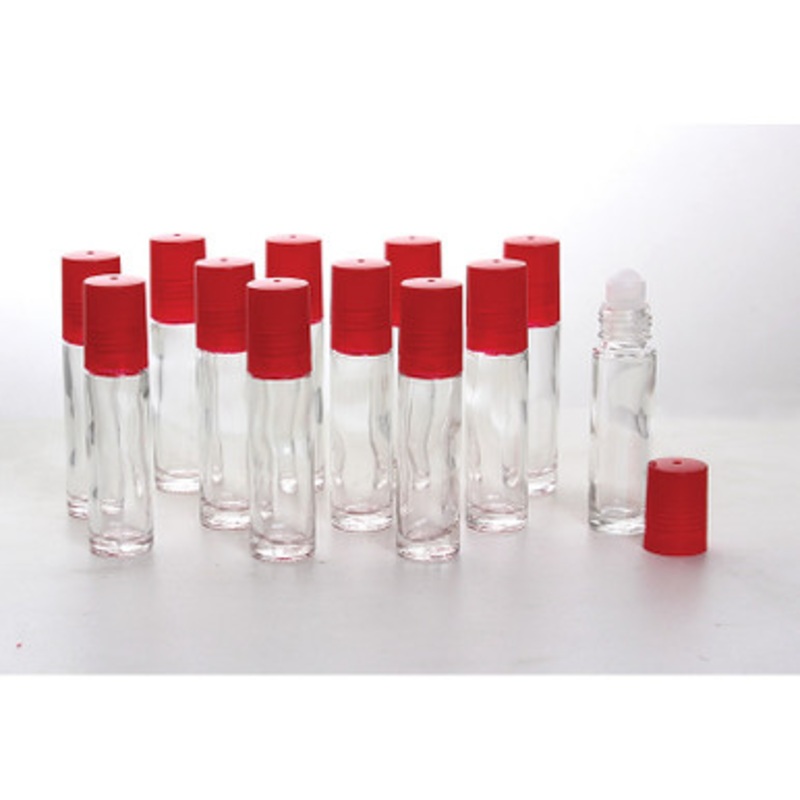 1/3 oz. Clear Bottle+Red Cap - Set Of 12