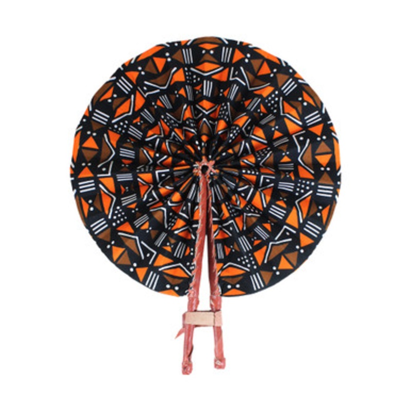 Orange Mud Print Folding Fan