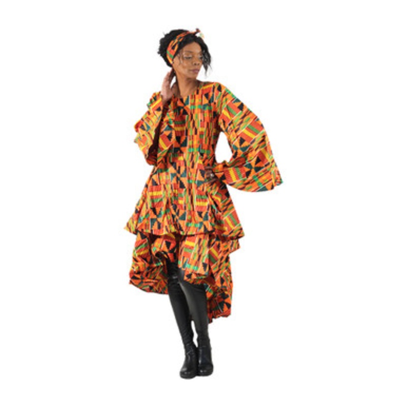 Kente #2 Hi-Lo Ruffled Dress
