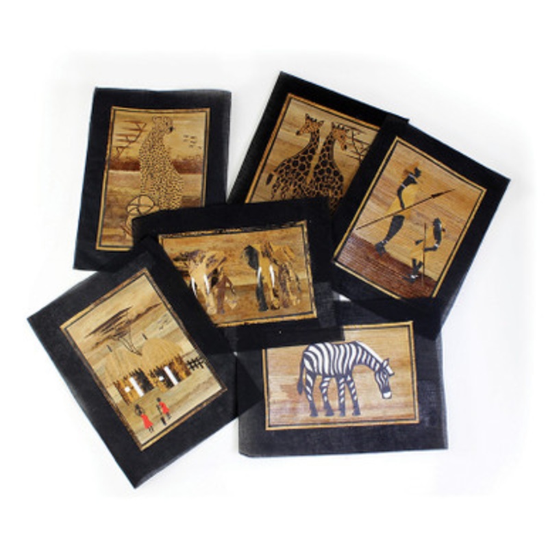 Set Of 6 Banana Leaf Paintings (8x11)
